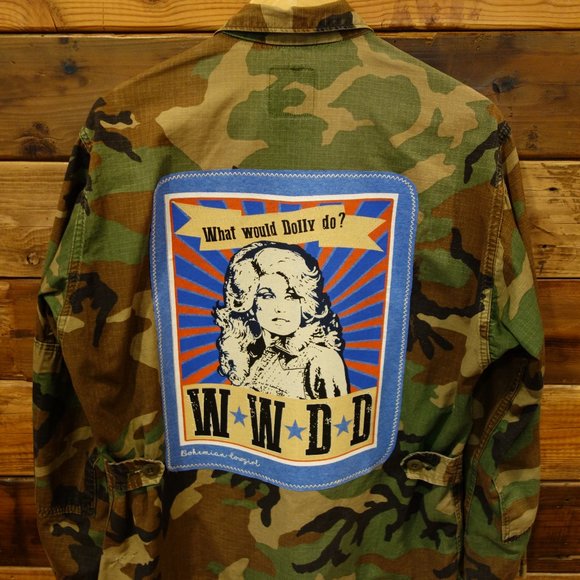MadAndie Jackets & Blazers - Dolly Parton WWDD One-of-a-Kind Military-Issued Camo MadAndie Custom Jacket